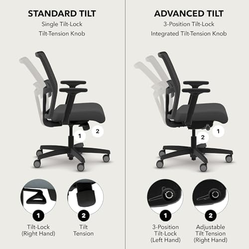 HON Ignition 2.0 Low Back Task Chair, Spectrum Mesh, Advanced Synchro-Tilt Control, Office Chair with Lumbar Support, Height and Width Adjustable Arms, Titanium Frame, Quicksand
