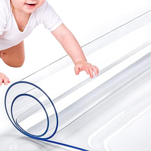 RostiKong 56 x 84 Inch Clear Plastic Tablecloth Protector Waterproof Wipeable Office Desk Pad Vinyl Dining Room Table Protector for Wood Furniture Glass Kitchen Coffee Garden Vanity Patio Table Mat
