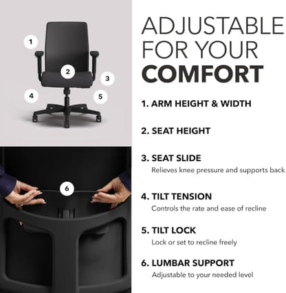 HON Ignition 2.0 Low Back Ergonomic Office Chair, Desk Chair, Onyx