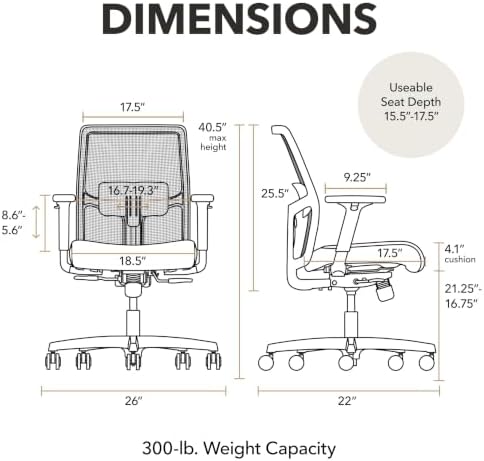 HON Ignition 2.0 Low Back Ergonomic Office Chair, Desk Chair, Onyx