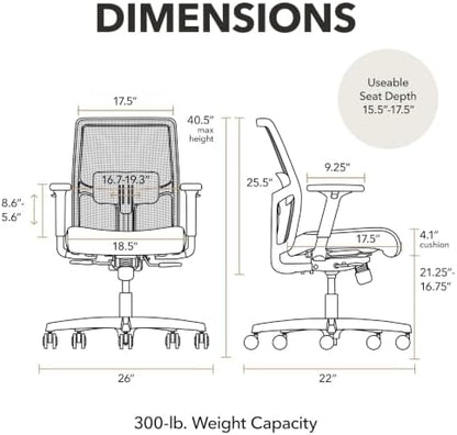 HON Ignition 2.0 Low Back Ergonomic Office Chair, Desk Chair, Onyx