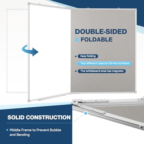 Large White Board Dry Erase Foldable Bulletin Board Combo 60x40 for Wall