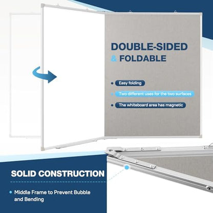 Large White Board Dry Erase Foldable Bulletin Board Combo 60x40 for Wall