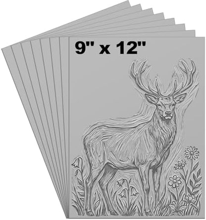 Yeaqee 2 Pcs 9 x 12 Inch Linoleum Blocks for Printmaking, Gray