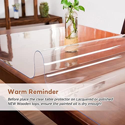 RostiKong 56 x 84 Inch Clear Plastic Tablecloth Protector Waterproof Wipeable Office Desk Pad Vinyl Dining Room Table Protector for Wood Furniture Glass Kitchen Coffee Garden Vanity Patio Table Mat