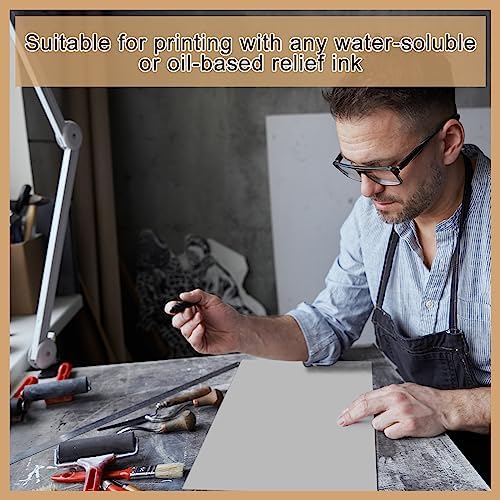 Yeaqee 2 Pcs 9 x 12 Inch Linoleum Blocks for Printmaking, Gray