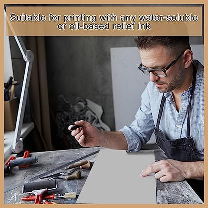 Yeaqee 2 Pcs 9 x 12 Inch Linoleum Blocks for Printmaking, Gray