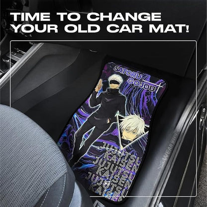 Anime Car Carpet Mat Set of 2 Front, Violet Gojujjk Design Automotive Accessories Interior All Weather Floor Mats Decor with Non Slip Black Anti Skid Backing