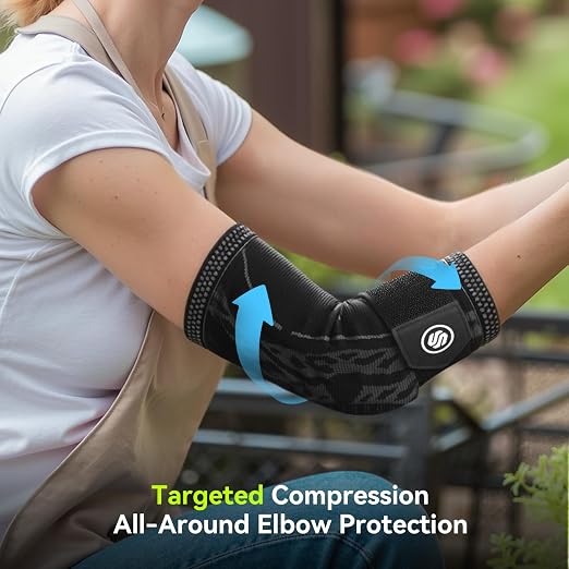 Elbow Compression Sleeve for Tendonitis, Bursitis Elbow Pad Brace | Elbow Brace with Side Springs & Foam Padding for Olecranon Joint Pain, Arthritis, Bursa Protection, Men & Women (Large)