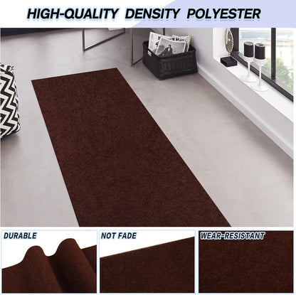 Custom Size Backed Non-Slip Area Rugs Runner, Easy Clean, Waterproof Runner Rugs for Hallway Entryway, Kitchen, Laundry, 4FT x 66FT, Brown