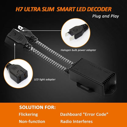 Bestview H7 LED light Canbus Decoder Kits Compatibility Anti Flickering Resistor Warning Canceler Pack of 2 | Plug and Play Smart Error Free Load Resistor Adapter Kits