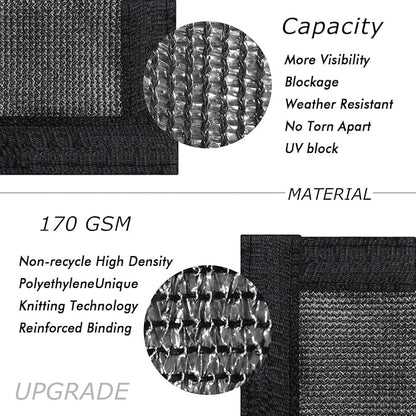 UPGRADE Privacy Fence Screen 5'x55' Black Outdoor 90% Visibility Blockage 170 GSM Mesh Shade Cover Panels for Backyard,Balcony,Home Decoration with Zip Ties,Customized Avaliable