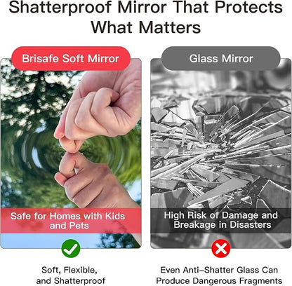 brisafe NanoMirror Non-Glass Ultra-Light Foldable Home Gym on Wheels, 55"x71" Extra Large Full Body Unbreakable Shatterproof Mirror, 360° Swivel for Yoga, Dance, Fitness Studio & Home Gym, Black
