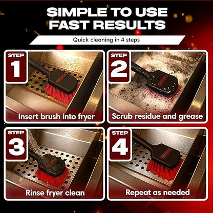 20" Deep Fryer Cleaning Brush by FryOilSaver Co., Up to 425F High Heat Resistant Pot Cleaning Brush for Kitchen Deep Fryers, Griddle, Grills, Ovens & Waffle Maker for Food Service & Restaurant - 90049